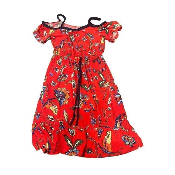 Monteau girl red floral open shoulder girls dress 10 - Picture 2 of 3
